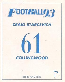 1993 Select AFL Stickers #61 Craig Starcevich Back